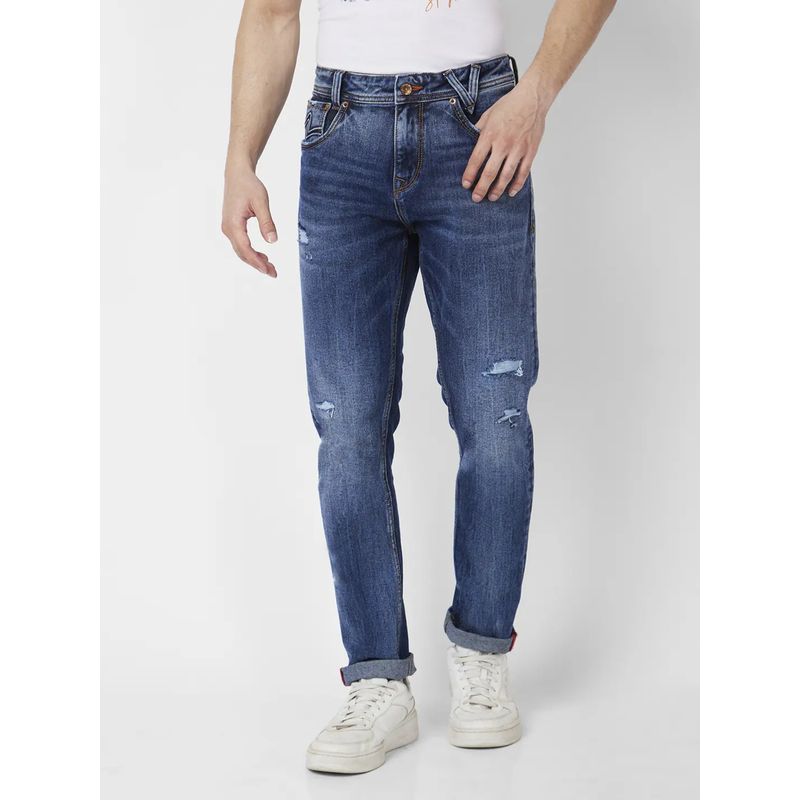 Spykar Men Mid Navy Blue Cotton Slim Fit Jeans Skinny (32)