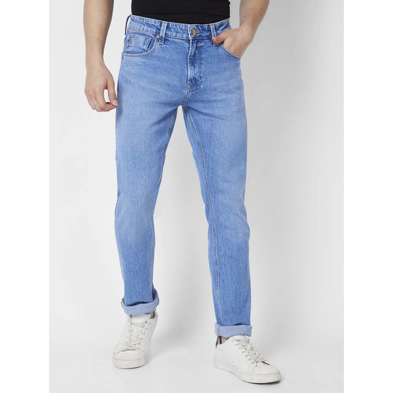 Spykar Men Light Blue Cotton Stretch Regular Fit Jeans Rover (36)