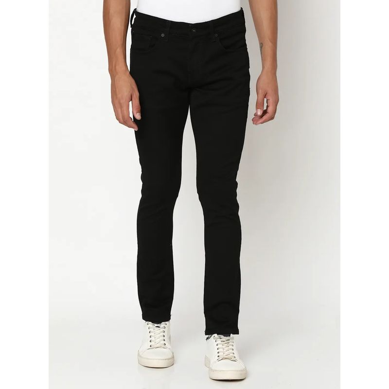 Spykar Men Black Cotton Slim Fit Jeans Skinny (38)