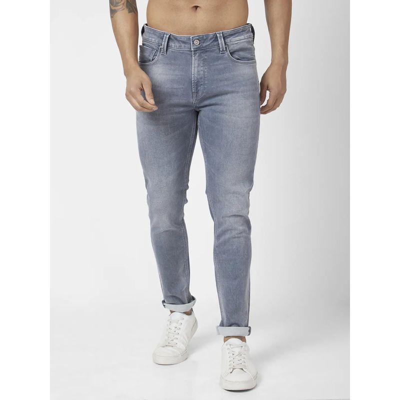 Spykar Men Grey Cotton Stretch Super Slim Fit Jeans Super Skinny (36)