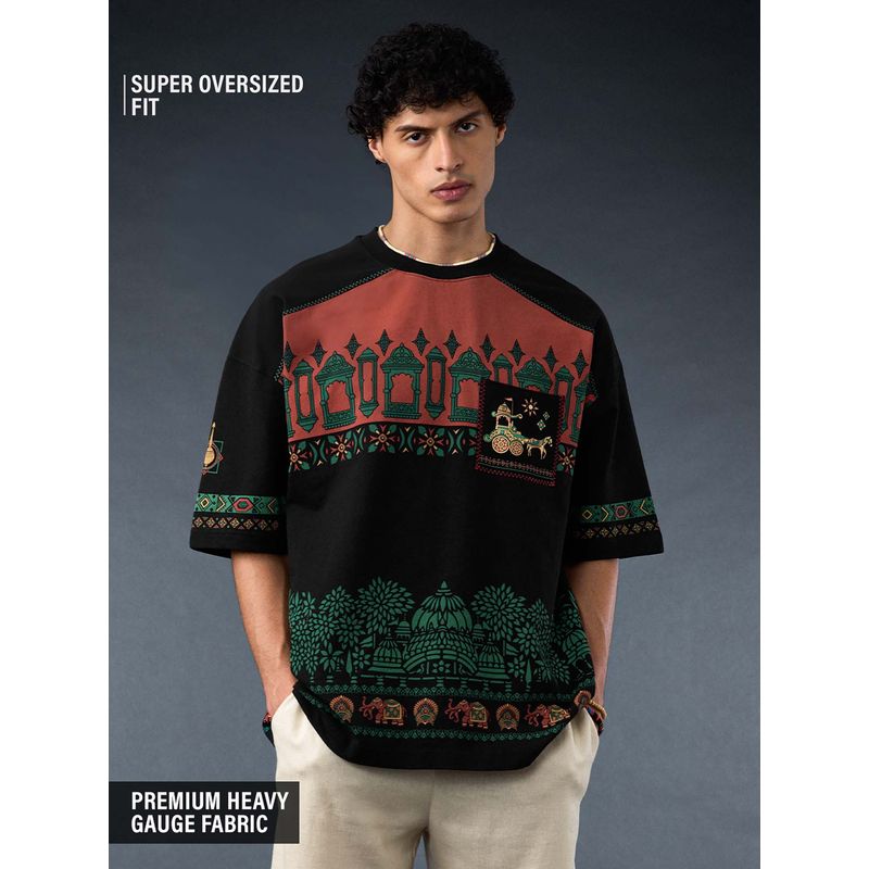 The Souled Store Originals: Kurukshetra Men Super Oversized Black T-shirt (L)
