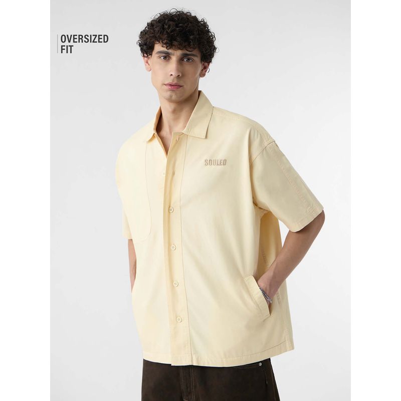 The Souled Store Originals Panel Detail: Dune Yellow Men Shirt (XL)