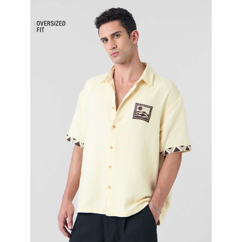 The Souled Store Originals Oversized Yellow Shirt: Scenic (L)