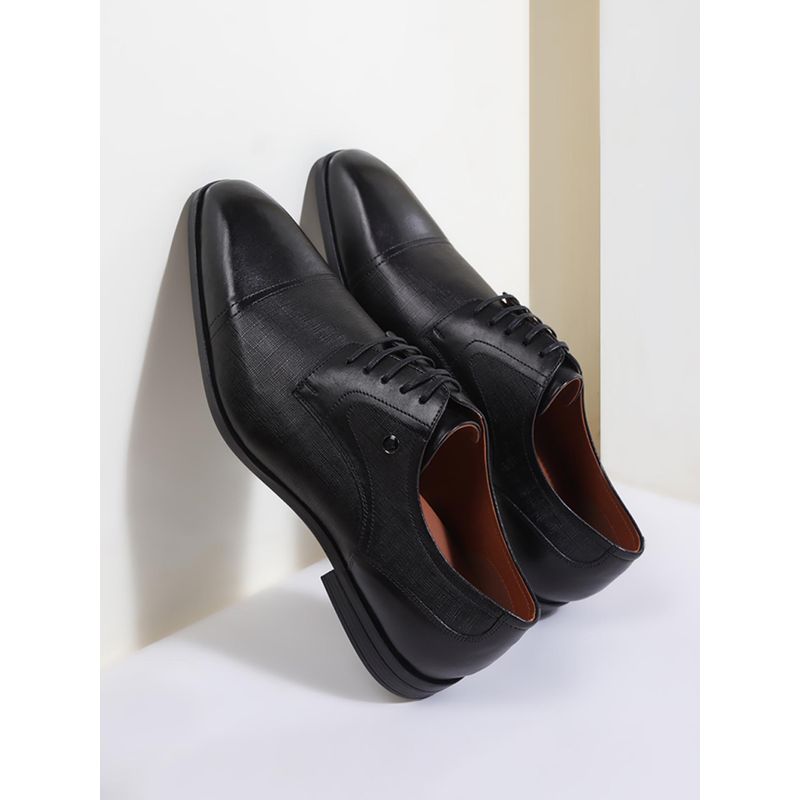 Louis Philippe Men Black Leather Lace Up Derbies (UK 9)