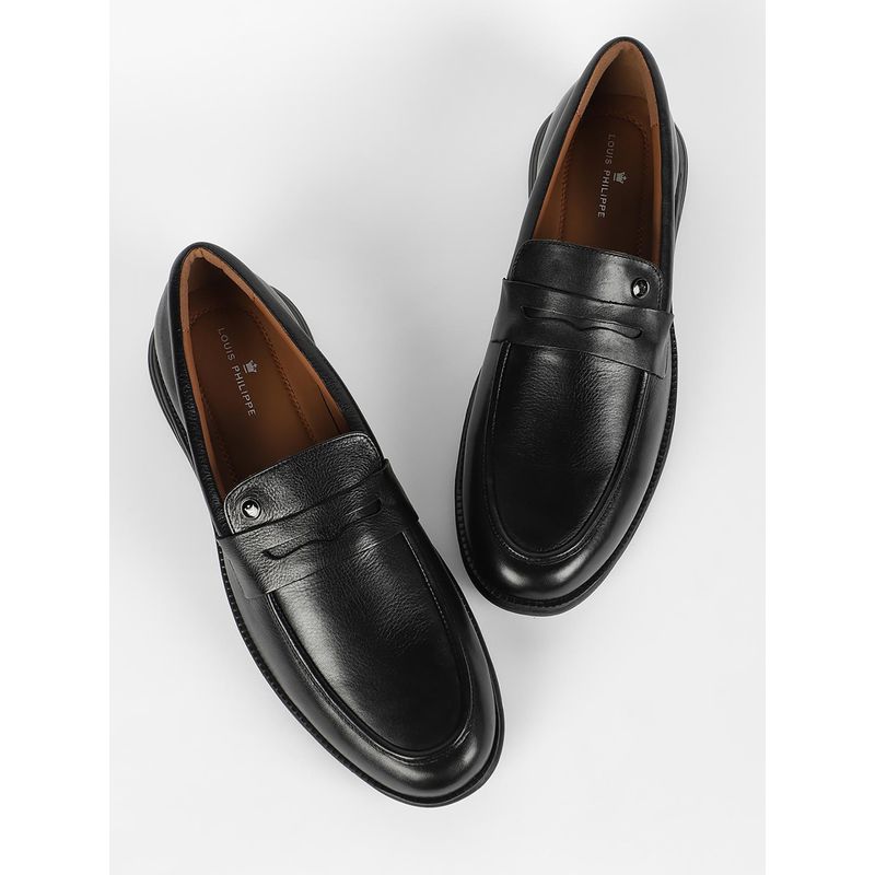 Louis Philippe Men Black Formal Leather Slip On Loafers (UK 10)