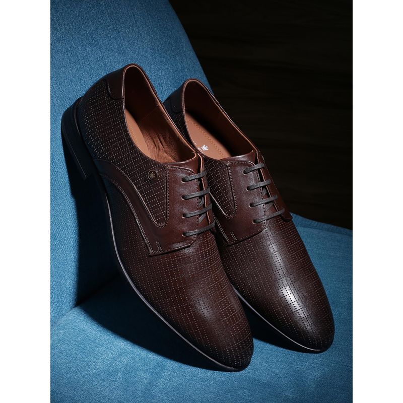 Louis Philippe Men Brown Leather Lace Up Oxfords (UK 9)