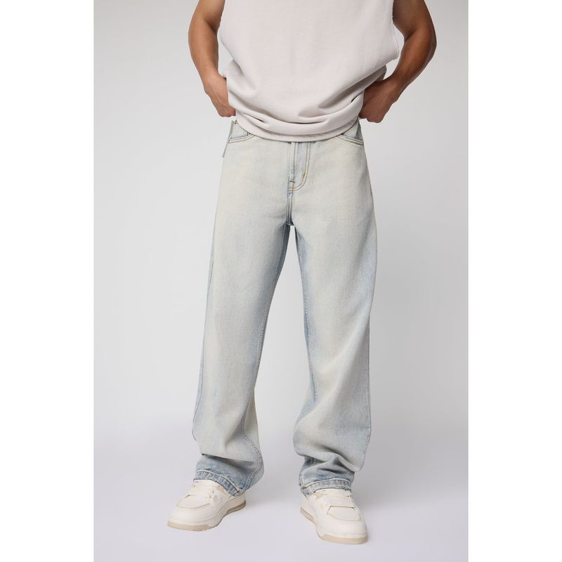 FREAKINS Washed Out Blue Straight Fit Jeans (32)