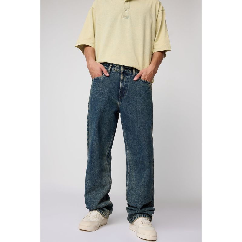 FREAKINS Acid Blue Straight Fit Jeans (34)