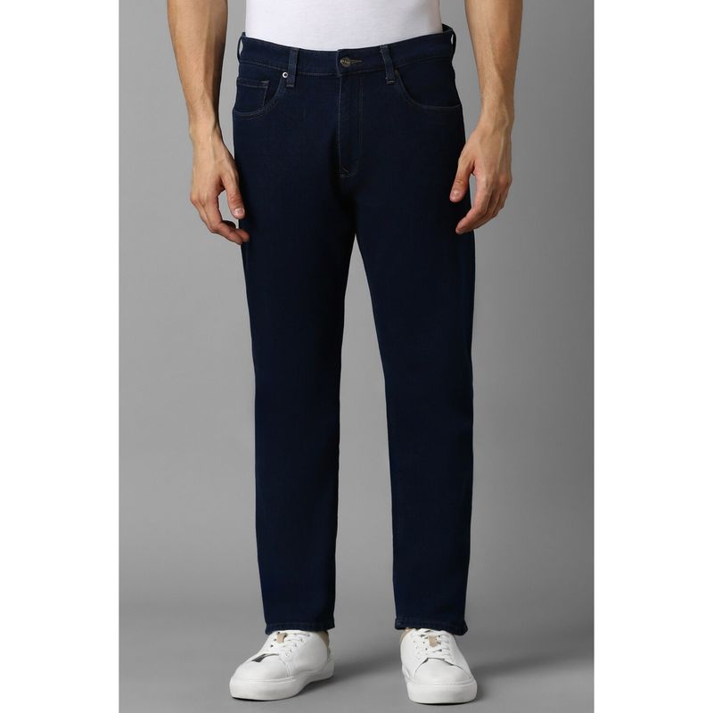 Louis Philippe Men Navy Dark Regular Fit Jeans (38)