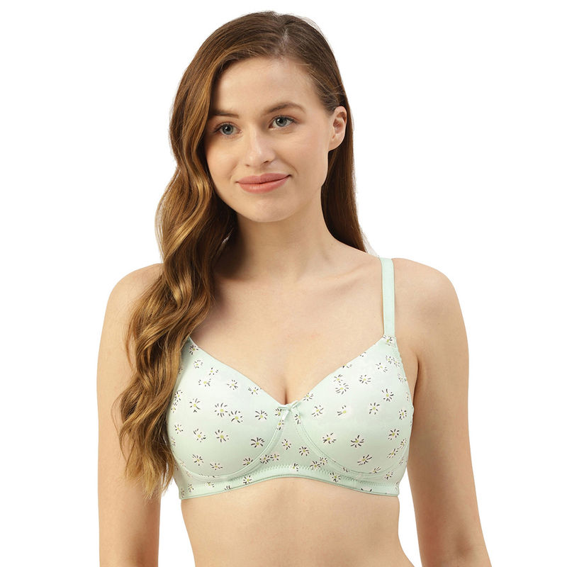 Leading Lady Moulded Padded Lycra Full Coverage Printed Bra - Blue (36C)