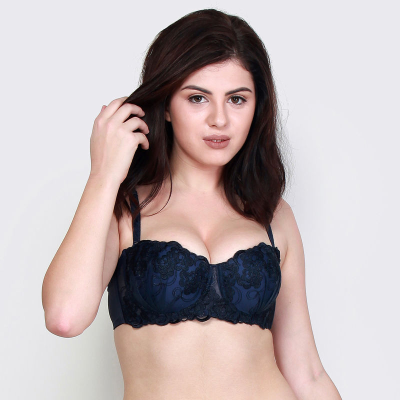Makclan Naughty Balconette Lace Underwired Full Coverage Bra - Blue (40C)