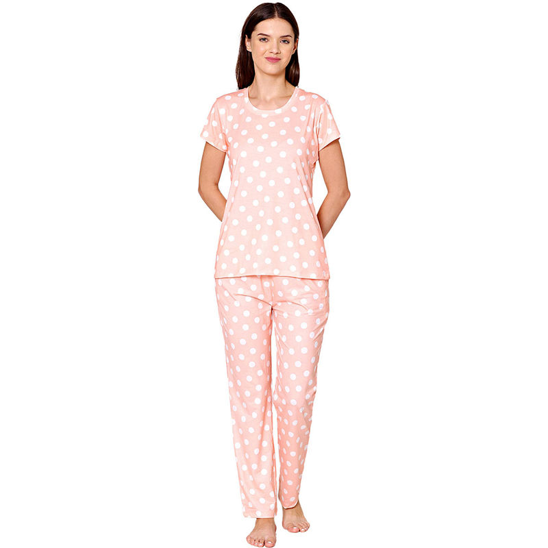 Bodycare Womens Spandex Polka Dot Tshirt & Pyjama Bsls13003 (M)