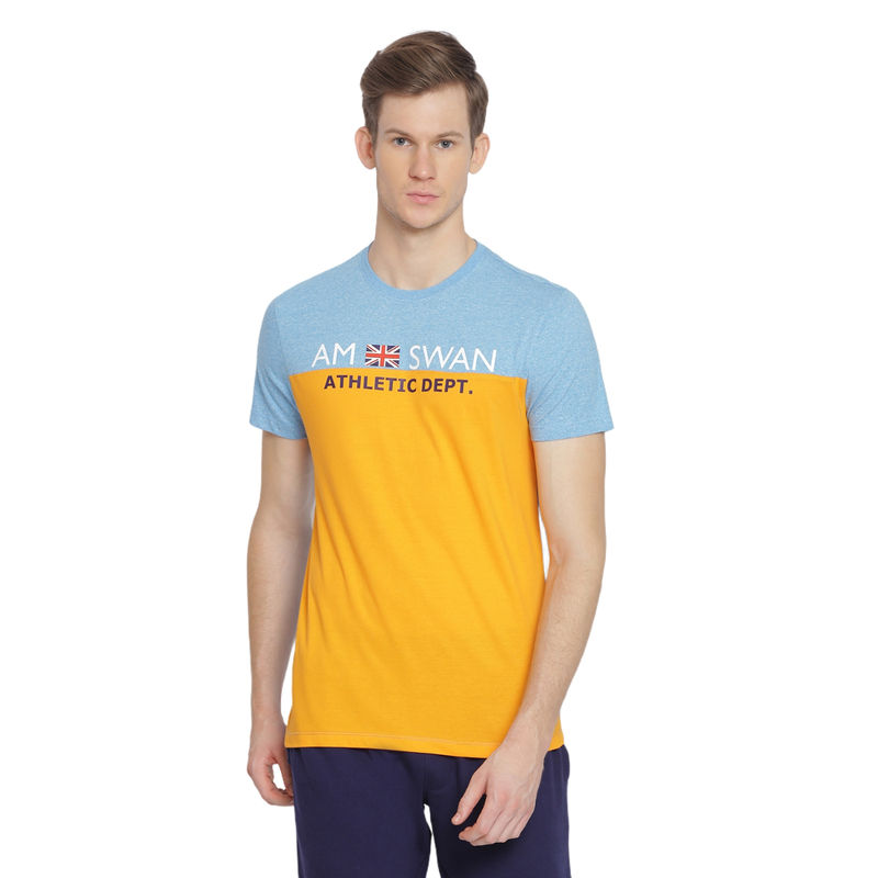 AM SWAN Mens Printed Samba Yellow T-Shirt (S)