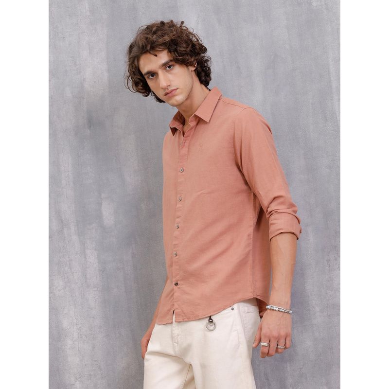 WROGN Rust Solid/Plain Collar Neck Casual Shirt (M)