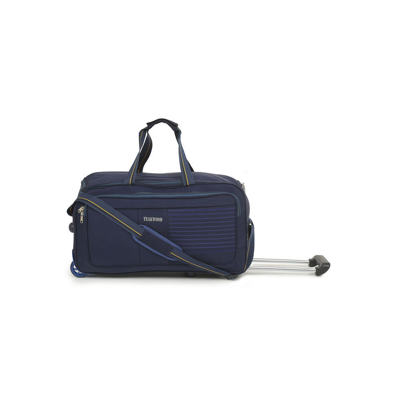 Teakwood Blue Solid Soft Sided Large Duffle Trolley Bag (L)