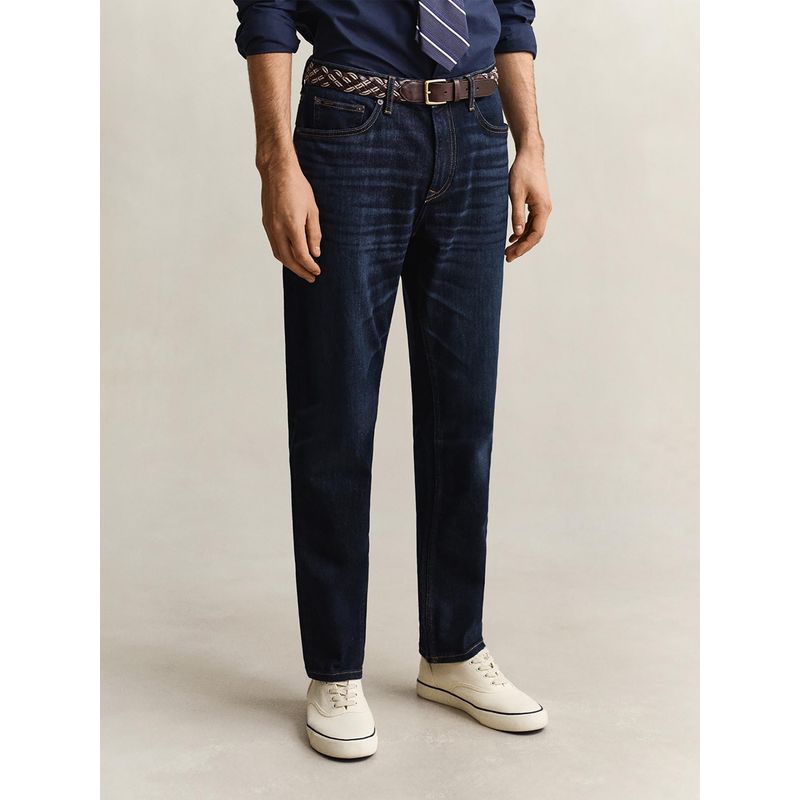 GANT Men Navy Blue Regular Fit Jeans (32)