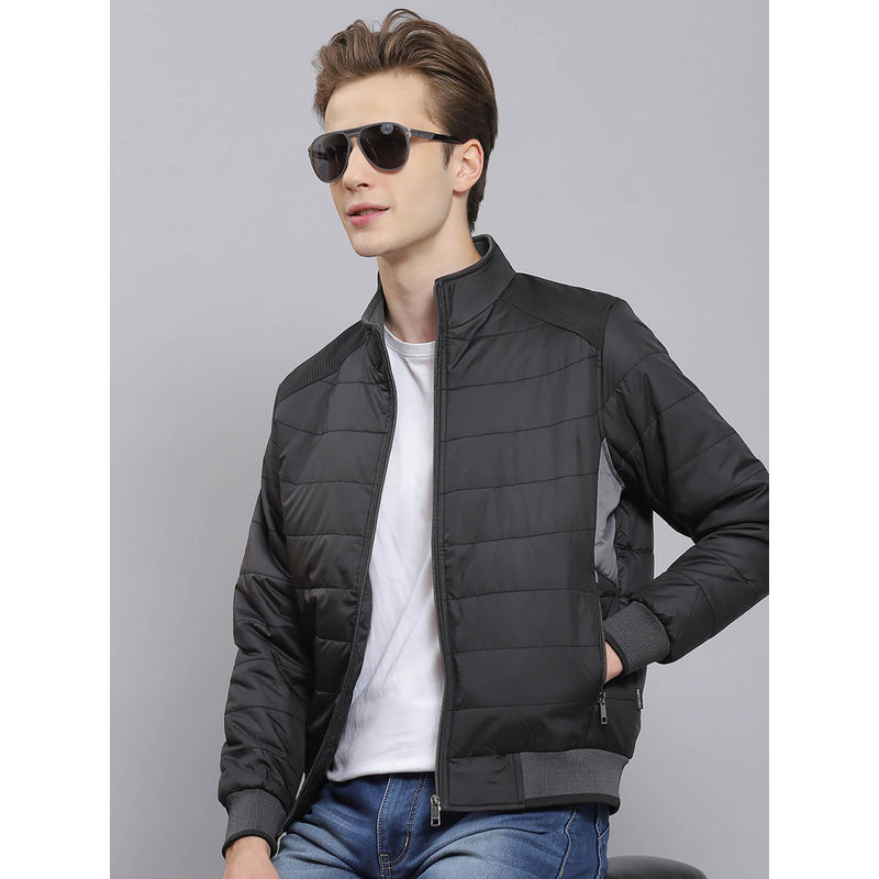 Monte Carlo Black Solid Stand Collar Jacket (L)