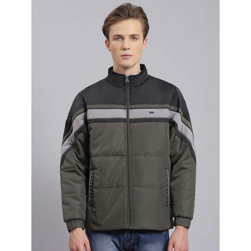 Monte Carlo Green Colorblock Stand Collar Jacket (L)