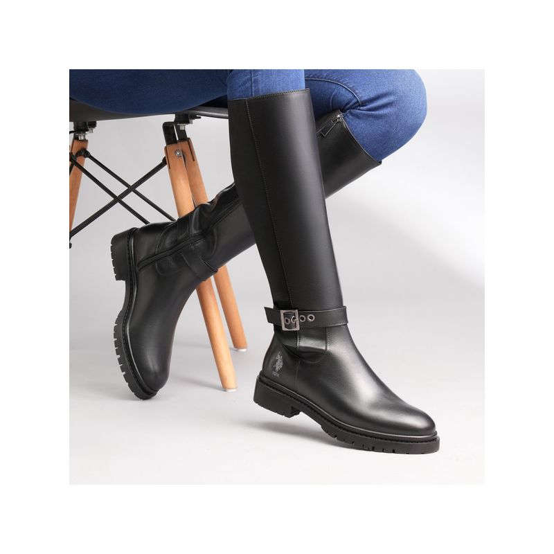 U.S. POLO ASSN. Women Black Giorgia Riding Boots (UK 4)