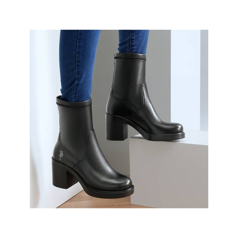 U.S. POLO ASSN. Women Black Vittoria Ankle Boots (UK 3)