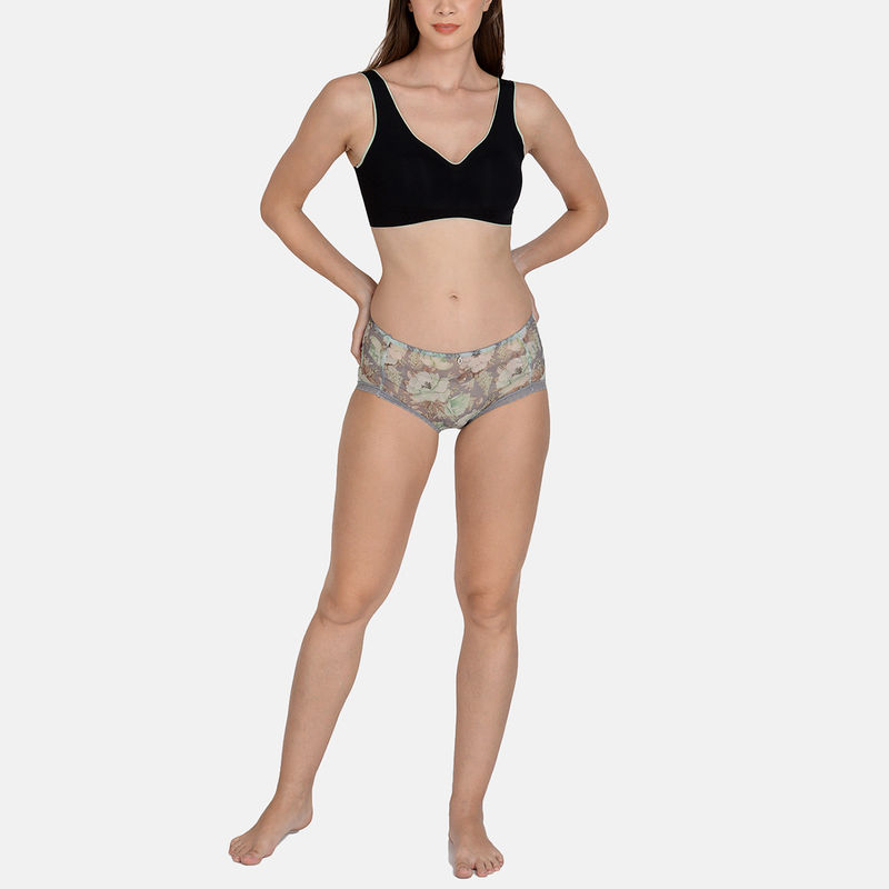 Mod & Shy Floral Printed Hipster Brief Green (S)