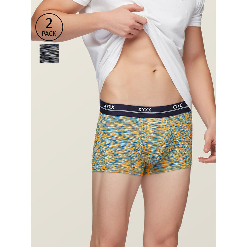 XYXX Men's Intellisoft Antimicrobial Micro Modal Artisto Trunk (Pack Of 2) - Multi-Color (S)