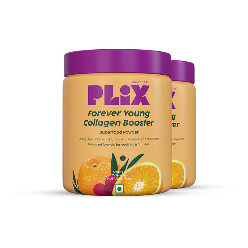Plix Plant-Based Collagen Builder, Advanced Anti-Ageing Formula - Orange Burst (Pack of 2)