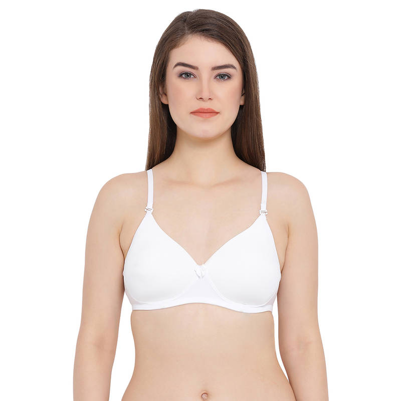 Clovia Polyamide Solid Lightly Padded Full Cup Wire Free T-shirt Bra - White (36B)