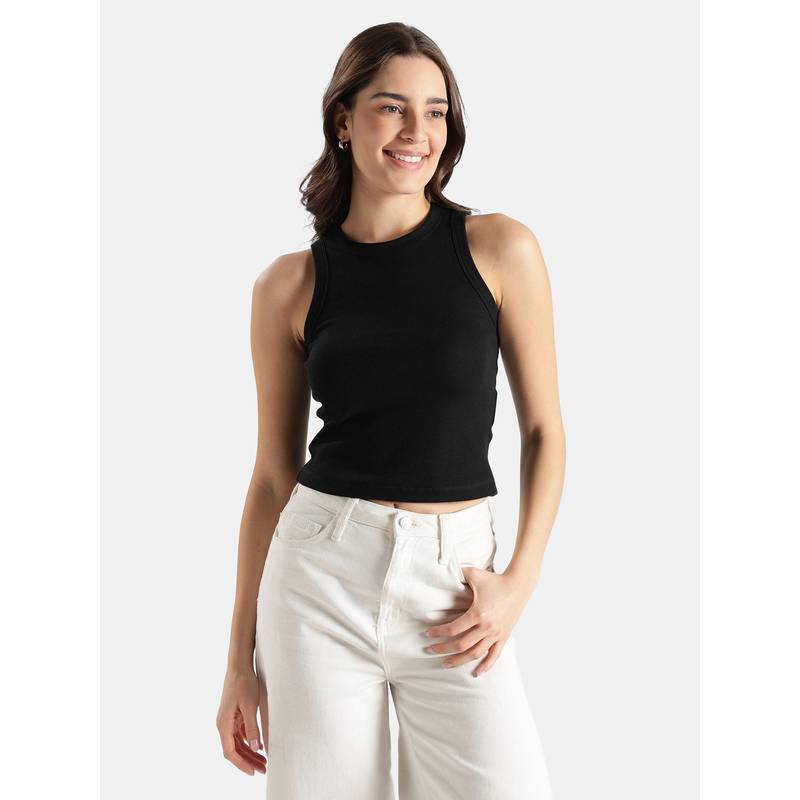 Jockey A192 Women Cotton Slim Fit Racerback Styled Tank Top-Black (S)