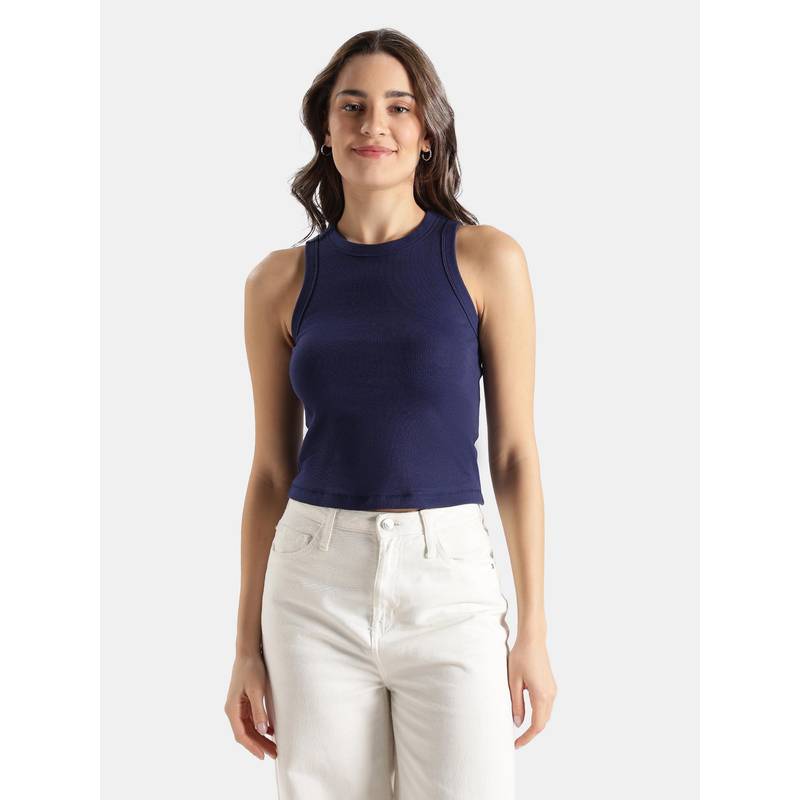 Jockey A192 Women Cotton Slim Fit Racerback Styled Tank Top-Imperial Blue (L)