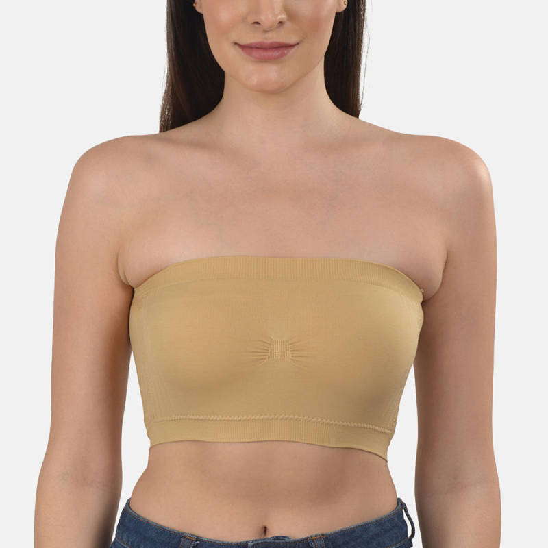Mod & Shy Solid Full Coverage Lightly Padded Tube Bra - Beige (32B)