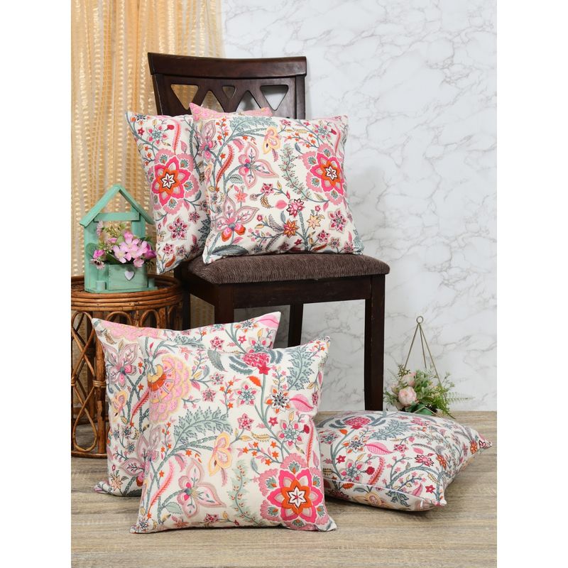 The Home Story Cotton Cushion Covers Blue Gardenia (Pack of 5) (24x24 inches)