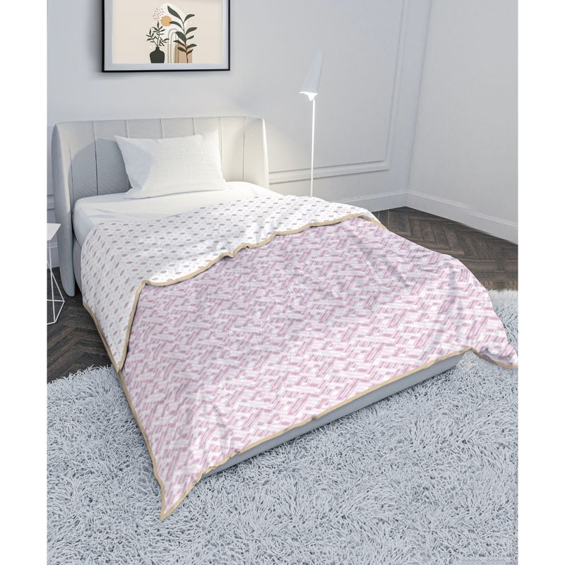 Mayfair Homes London Cotton 210TC Single-Sized Reversible Dohar Abstract Pink (Single)