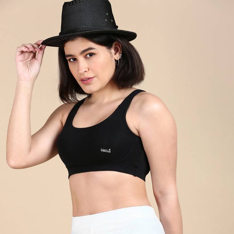 Tailor and Circus Womens Black Tencel Modal Micro Sports Bra (Pack of 2) (S)