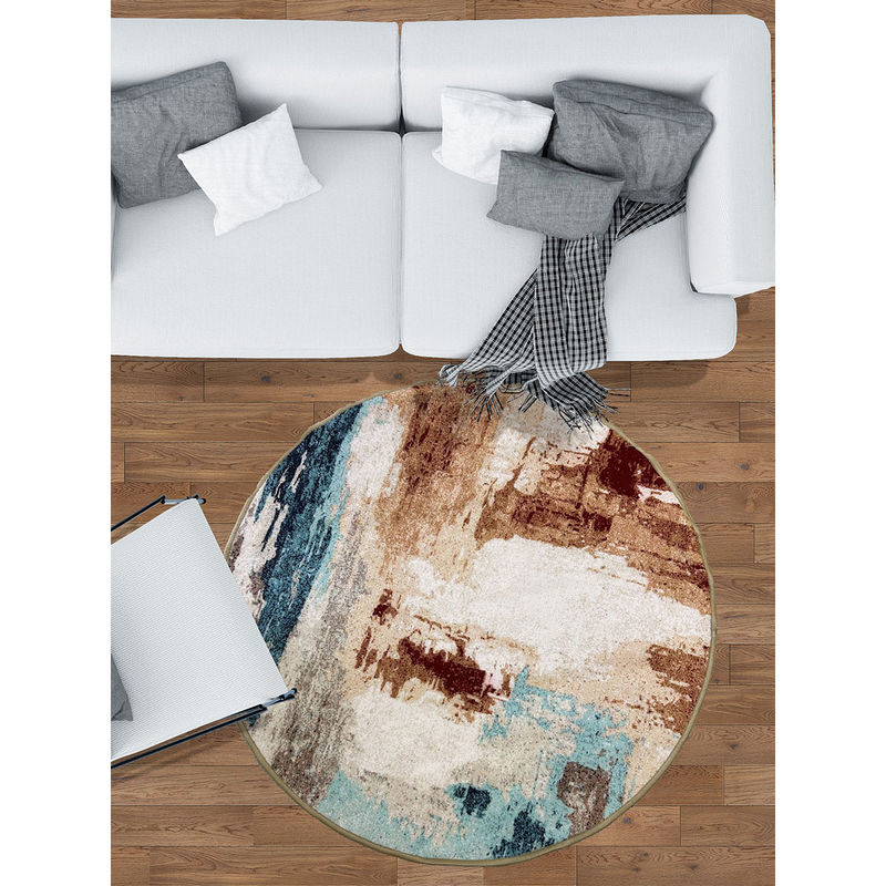 Urban Space 3D Digital Round Carpet For Living Room, Rug For Bedroom