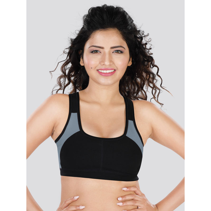 Dermawear SB-1101 Padded Non-Wired Sports Bra - Black Grey (3XL)