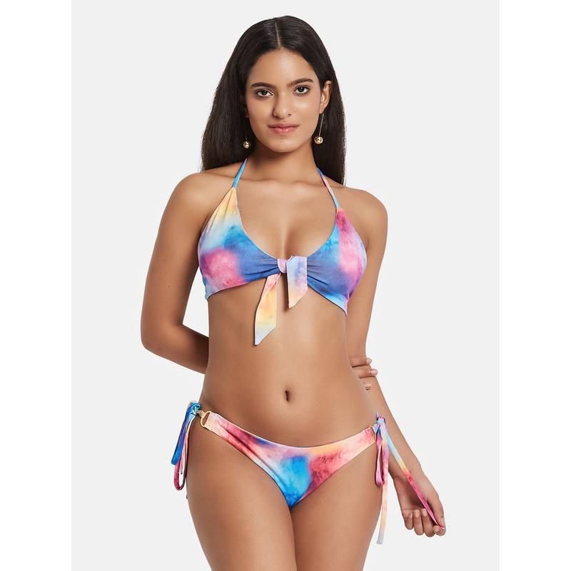 G Heist Women's Halter Beachwear Swim Multicolor Bikini Top And Bottom (XS)