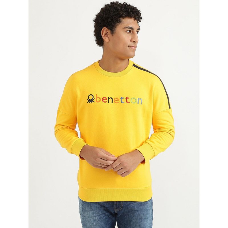 Buy United Colors Of Benetton Men Yellow Embroidered Regular Sweatshirt Online