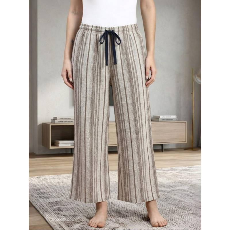 Kryptic Women Cotton Baggy Fit Stripes Pyjama with Side Pocket (2XL)