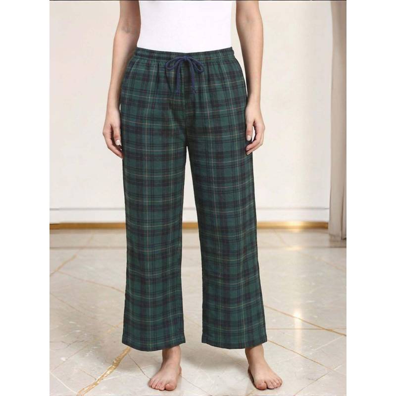 Kryptic Women Cotton Baggy Fit Checks Pyjama with Side Pocket (M)