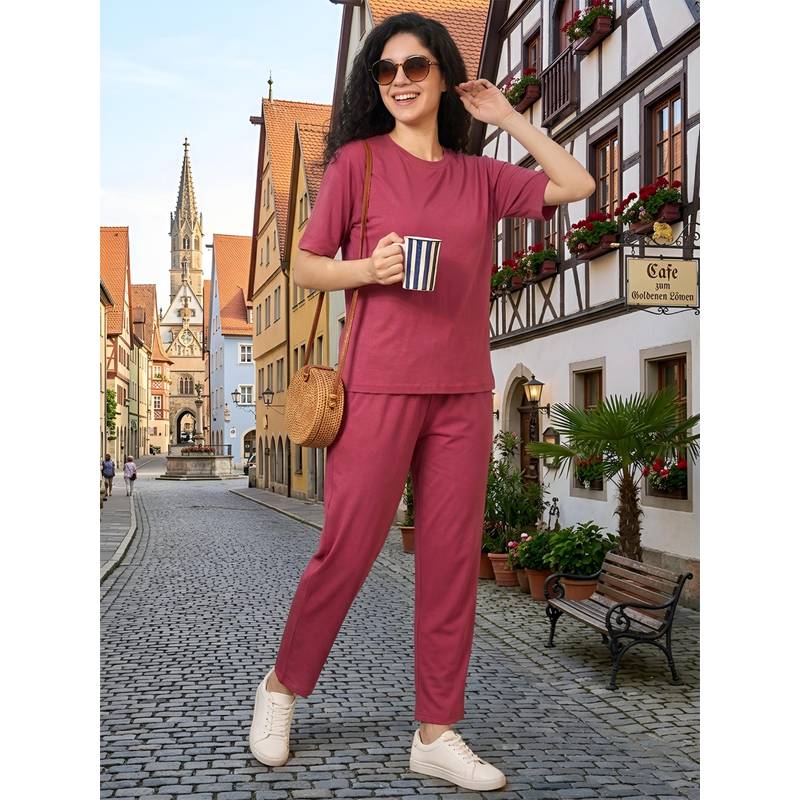 Kanvin Pink Womens Night Suit (M)