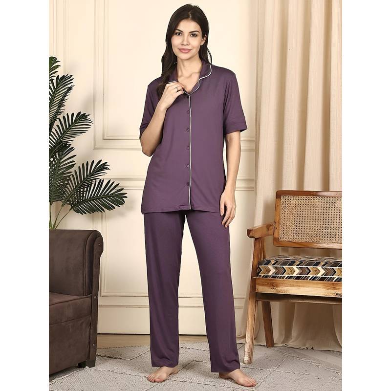 Kanvin Purple Womens Night Suit (S)
