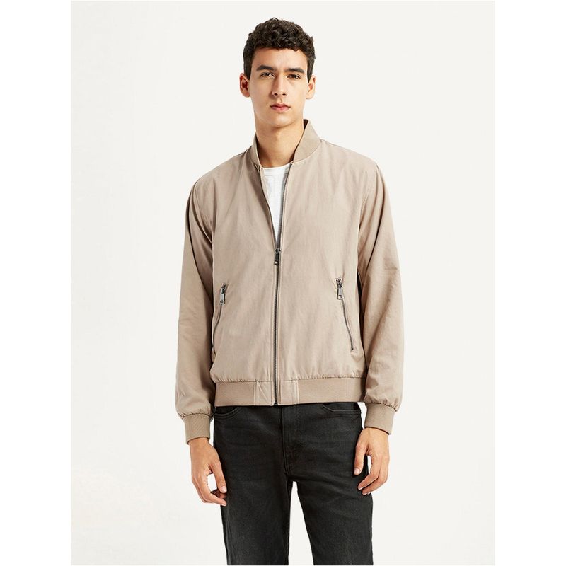Levi's Mens Solid Beige Bomber Jacket (L)