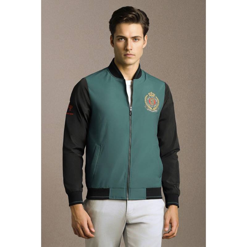 Louis Philippe Mens Casual Green Embroidered Jacket (L)