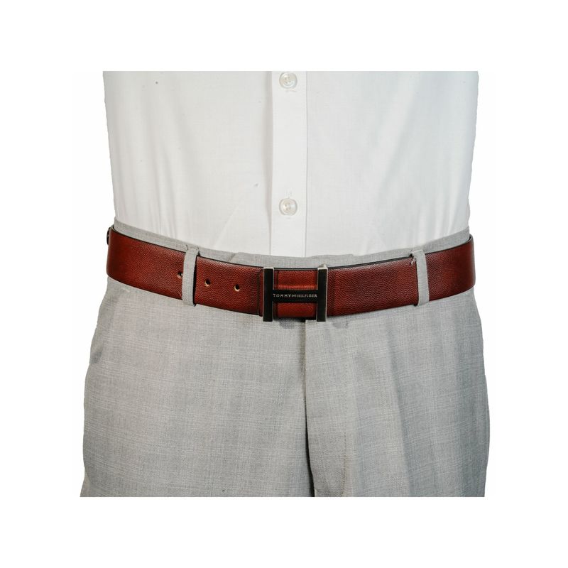 Tommy Hilfiger Cristobal Plus Men Leather Reversible Belt - Tan & Black (M)