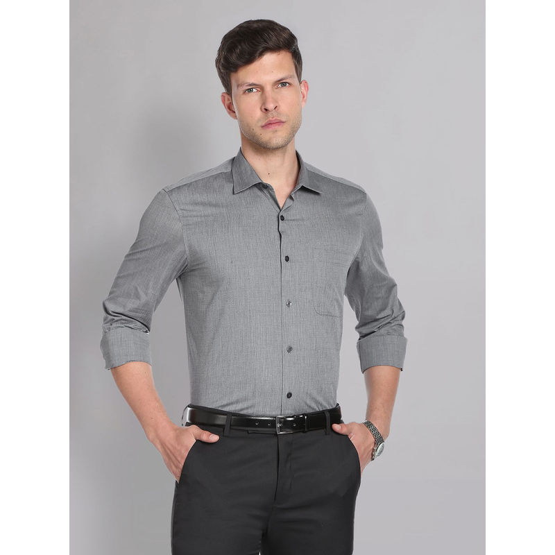AD By Arvind Cutaway Collar Solid Cotton Formal Shirt Grey (46)