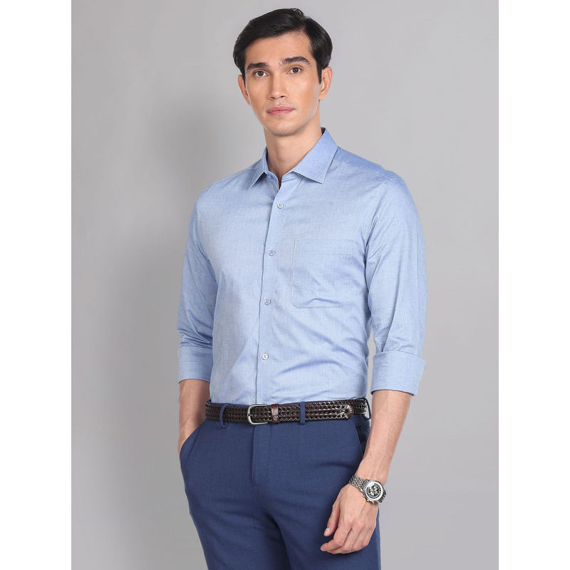 AD By Arvind Oxford Solid Formal Shirt Blue (42)