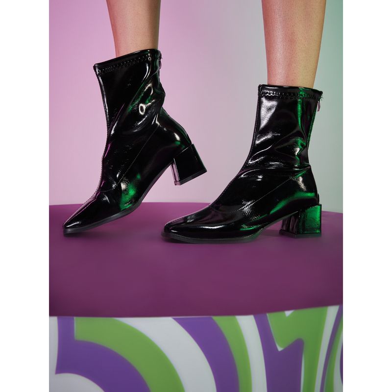 Leather block heel booties shop
