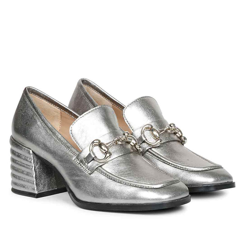 Saint G Metallic Gun Leather Handcrafted Loafers (UK 3)