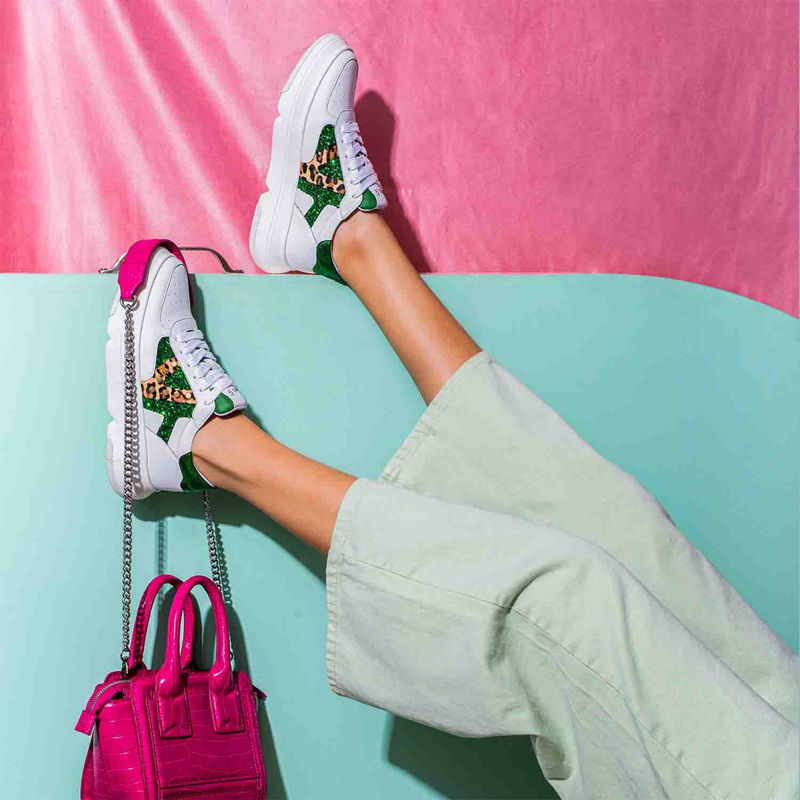 Saint G Antea White & Green Leather Sneakers (UK 3)